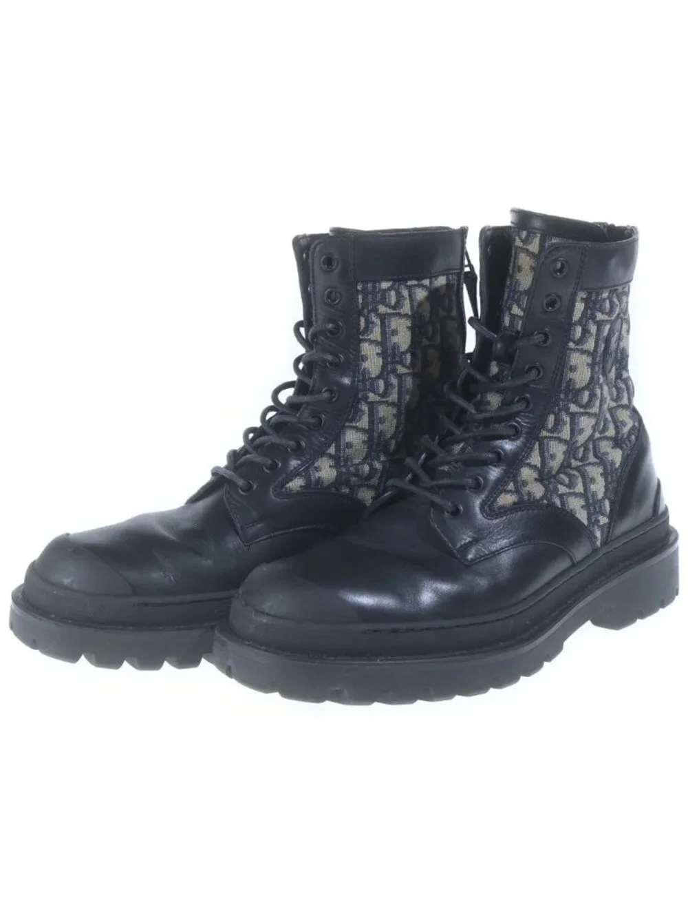 Dior Oblique Jacquard Smooth Calfskin Boots Black Beige